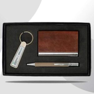 Pelamber — Gift set With Business card case, ballpoint pen with silver trimming, & keychain