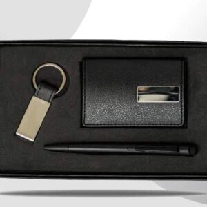 Poket — Cardcase set With slim Leatherette Card case, Stylet pen & keychain