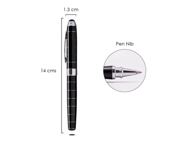 Argyle — Black Roller pen with silver grid design - Image 2