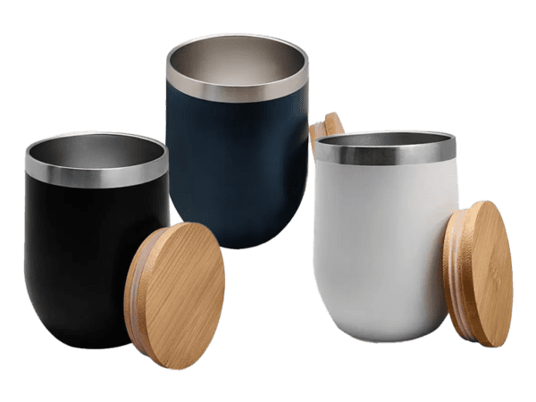 B-URT — Stainless steel double wall cup with bamboo lid - Image 2