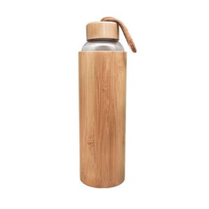 Bristem (550ml) — ♻️Eco friendly glass borosilicate bottle with bamboo sleeve and lid
