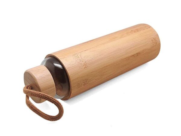 Bristem (550ml) — ♻️Eco friendly glass borosilicate bottle with bamboo sleeve and lid - Image 2