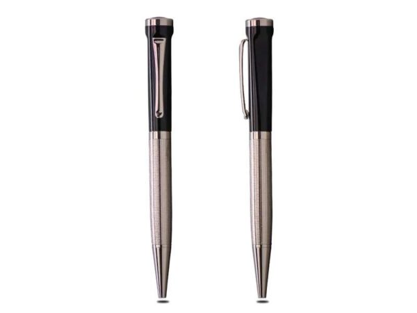 Cavalier — Etched body silver twist-action pen