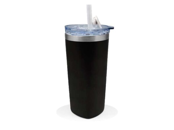 Sqrambler — Black (630ml) Stainless steel tumbler with straw - Image 2