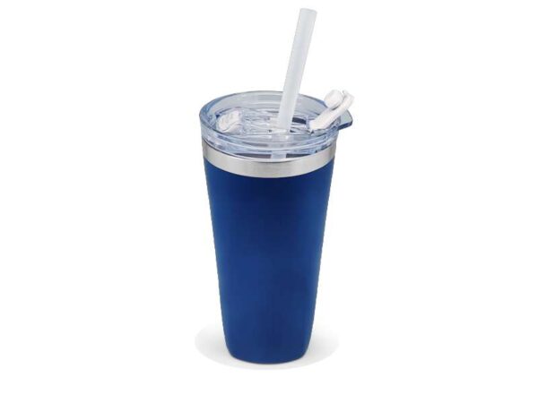 Sqrambler — Blue (630ml) Stainless steel tumbler with straw - Image 2