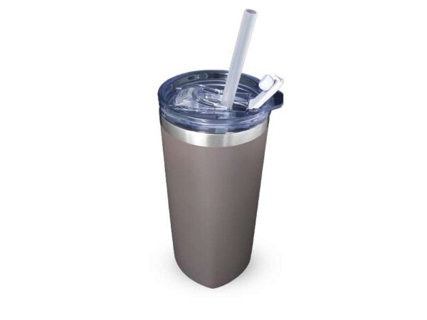 Sqrambler — Grey (630ml) Stainless steel tumbler with straw - Image 2