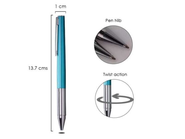 Duke Aqua — Pearl blue finish ballpoint pen - Image 2