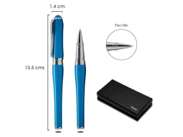 Duke Lady — blue Pen with a silver chrome strimming - Image 2