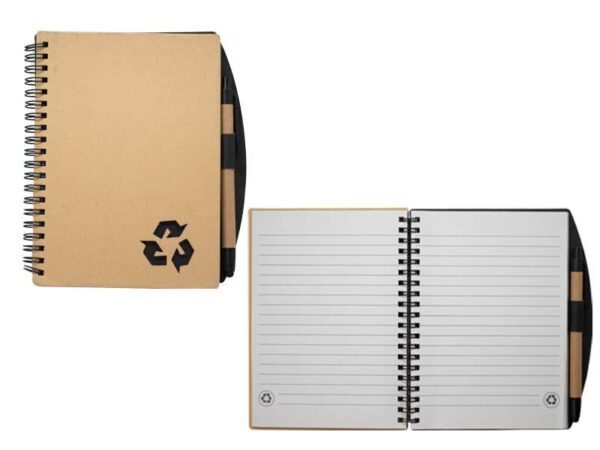 Ecohelix — Black♻️ Spiral binded A5 notebook & a matching pen - Image 3
