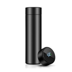 Flacon — Black (500ml) Stainless steel bottle with temperature display