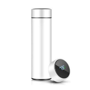 Flacon — White (500ml) Stainless steel bottle with temperature display