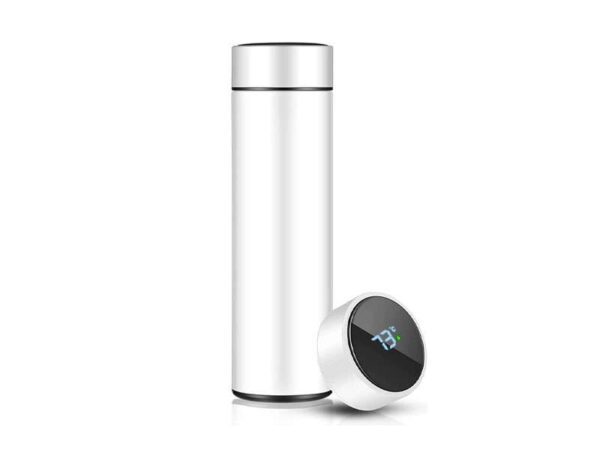 Flacon — White (500ml) Stainless steel bottle with temperature display