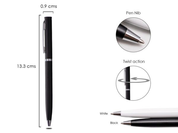 Lean — Black Thin metal pen with chrome ring - Image 2