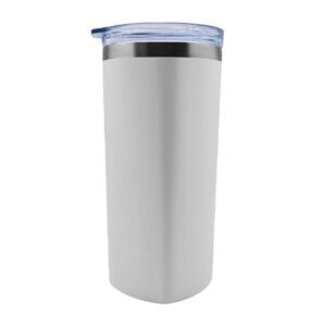 Sqrambler — White (630ml) Stainless steel tumbler with straw
