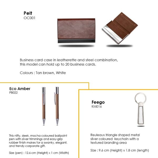 Pelamber — Gift set With Business card case, ballpoint pen with silver trimming, & keychain - Image 2