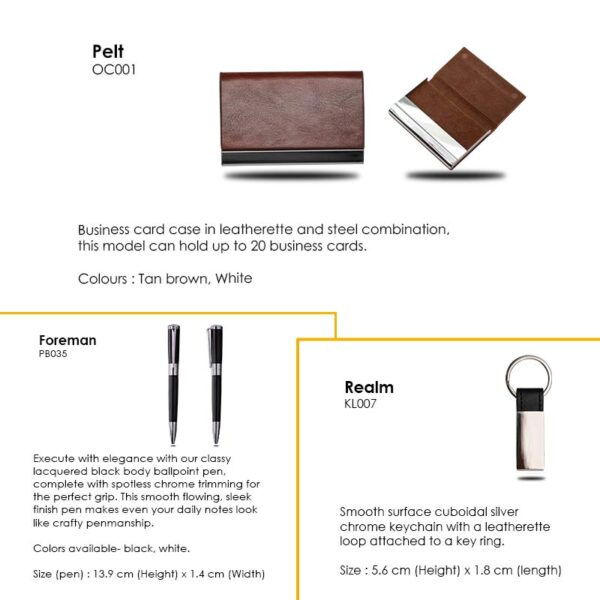 Pelman — Cardcase set With business card case, triangle body ball point pen & metal keychain - Image 2