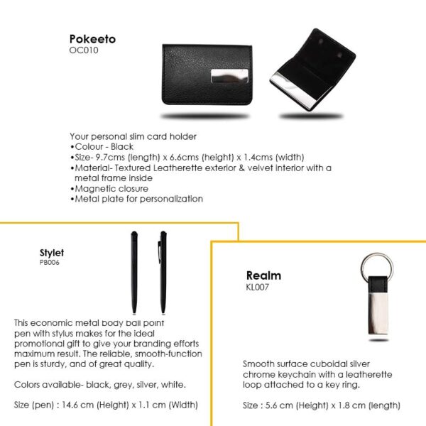 Poket — Cardcase set With slim Leatherette Card case, Stylet pen & keychain - Image 2
