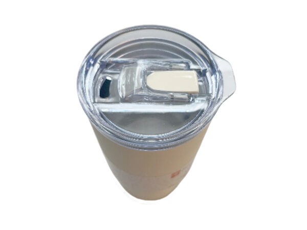 Stainless steel tumbler with clear lid