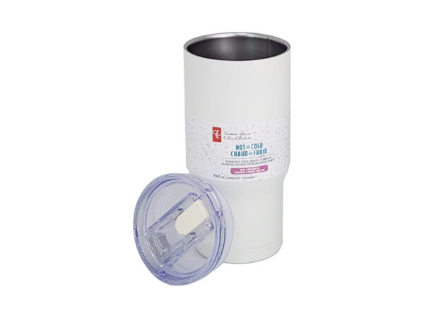 Insulated stainless steel travel tumbler with lid