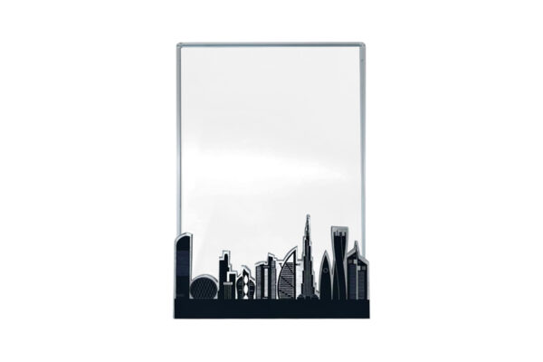 Glass Trophy with city silhouette skyline design