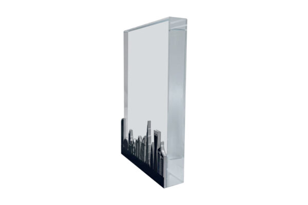 Acrylic skyscraper display award or trophy.