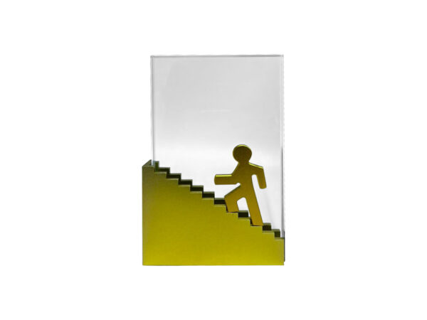 Yellow staircase with figure silhouette design